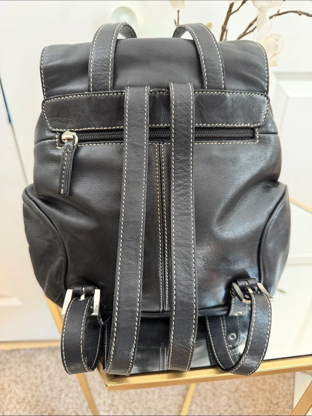 Black Tiganello Leather Women's Backpack Purse